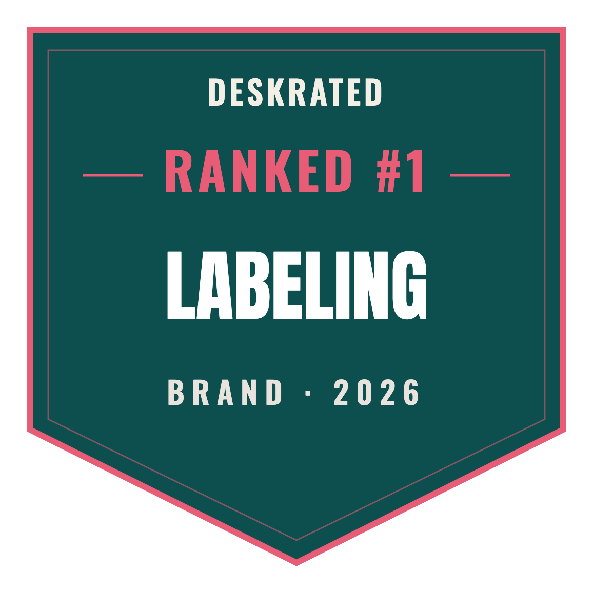 DeskRated Top Brand 2026 — Labeling